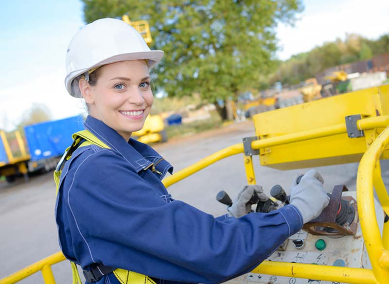 utility woman working machine